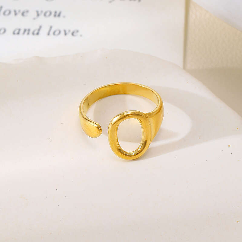 Geometric Oval Ring for Women, Daily Versatile Open Ring, Titanium Steel Hollow Ins Style Hand Jewelry