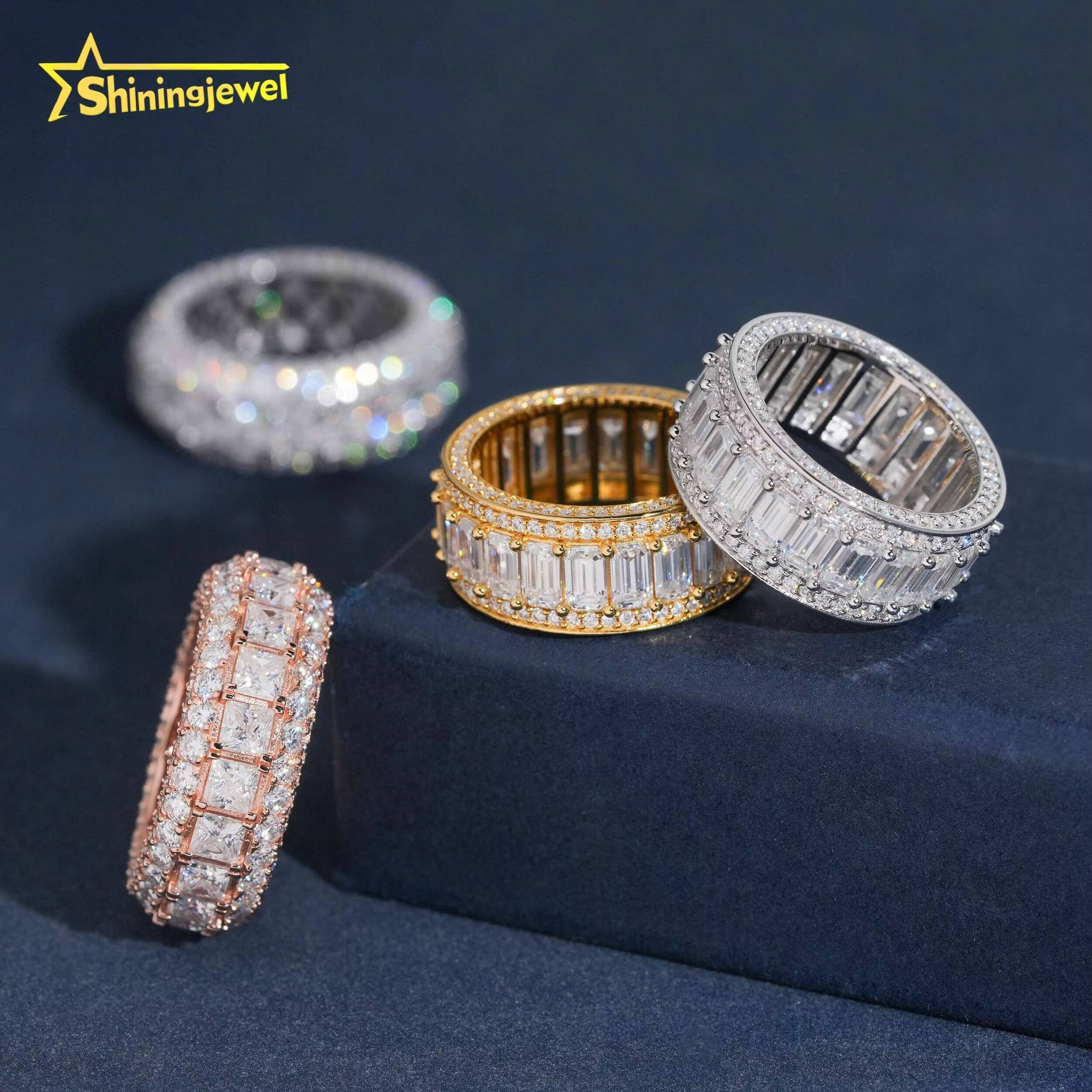 New Arrivals Hip Hop Design 925 Sterling Silver Iced Out Men Eternity Moissanite Diamond Ring