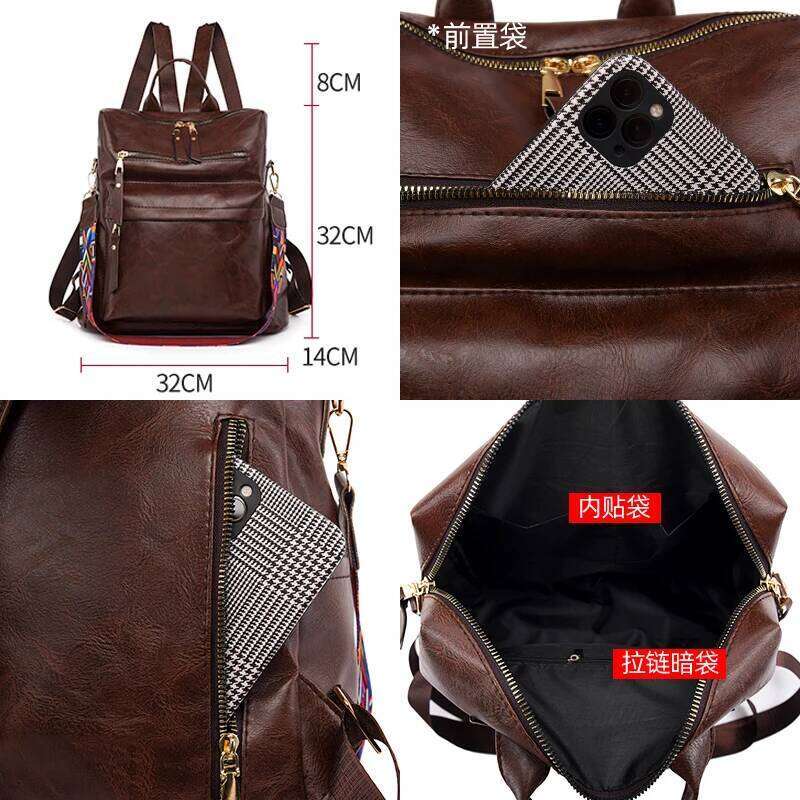 2023 New Women High Quality Leather Backpack Multifunction Shoulder School Bags for Teenager Girls Bagpack Mochila Z260204