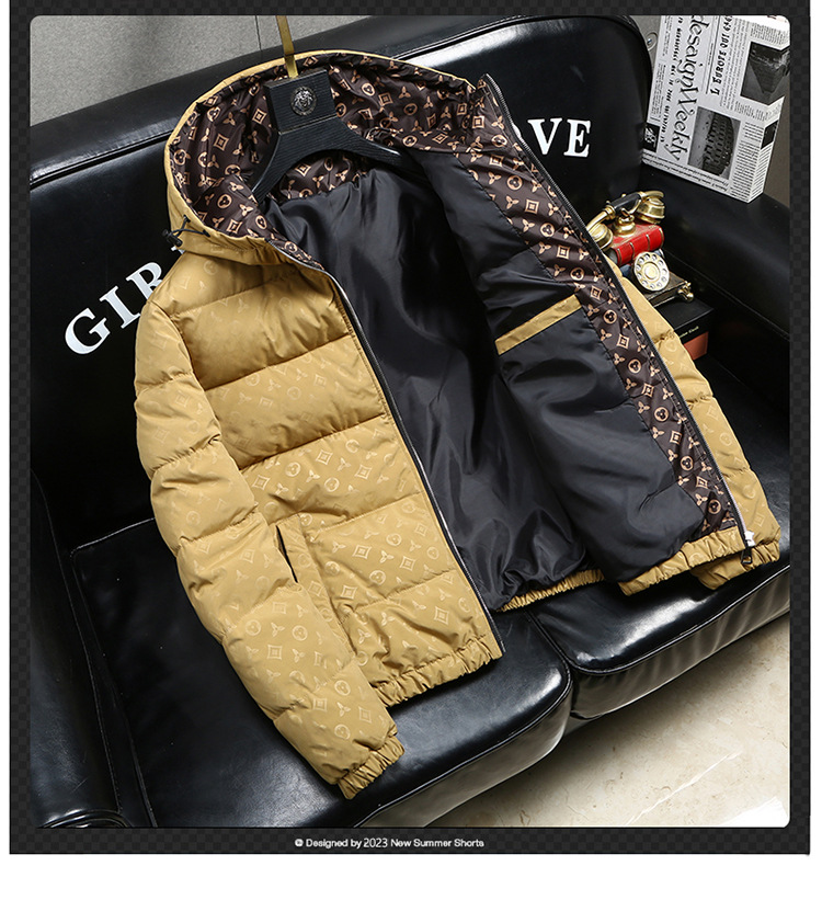 Men's Down Jacket Men Bright Luxurious Design Clothes Lightweight Padded Jackets Hooded Removable High Quality Thickened Warm Winter Coat Plus 5X