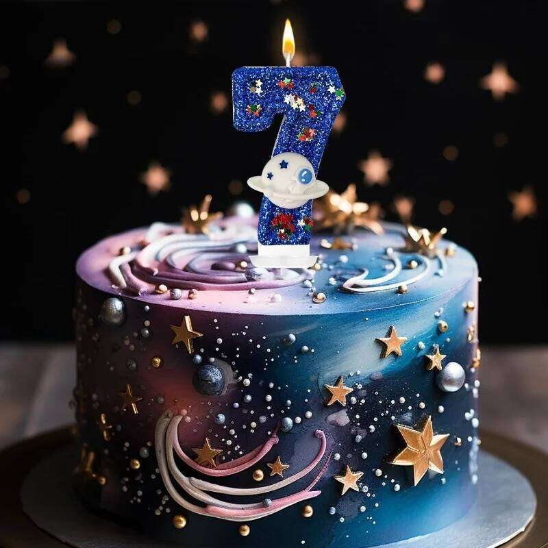 Blue Planet 0-9 free combination digital candles, candles are perfect for high-end baking cake decoration at birthday p S260204
