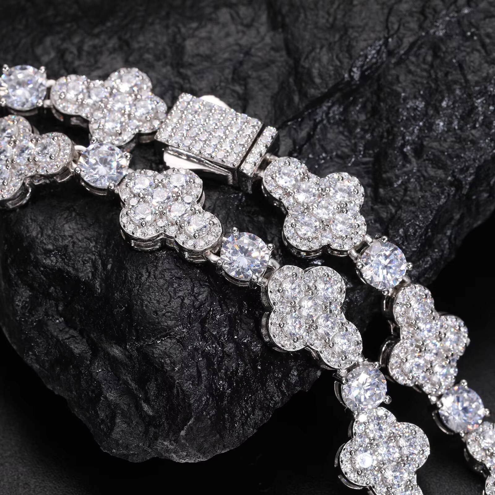 New Design Men Party Jewelry 925 Sterling Silver Tennis Necklace Custom Moissanite Diamond 10mm Cross Halo Cuban Link Chain