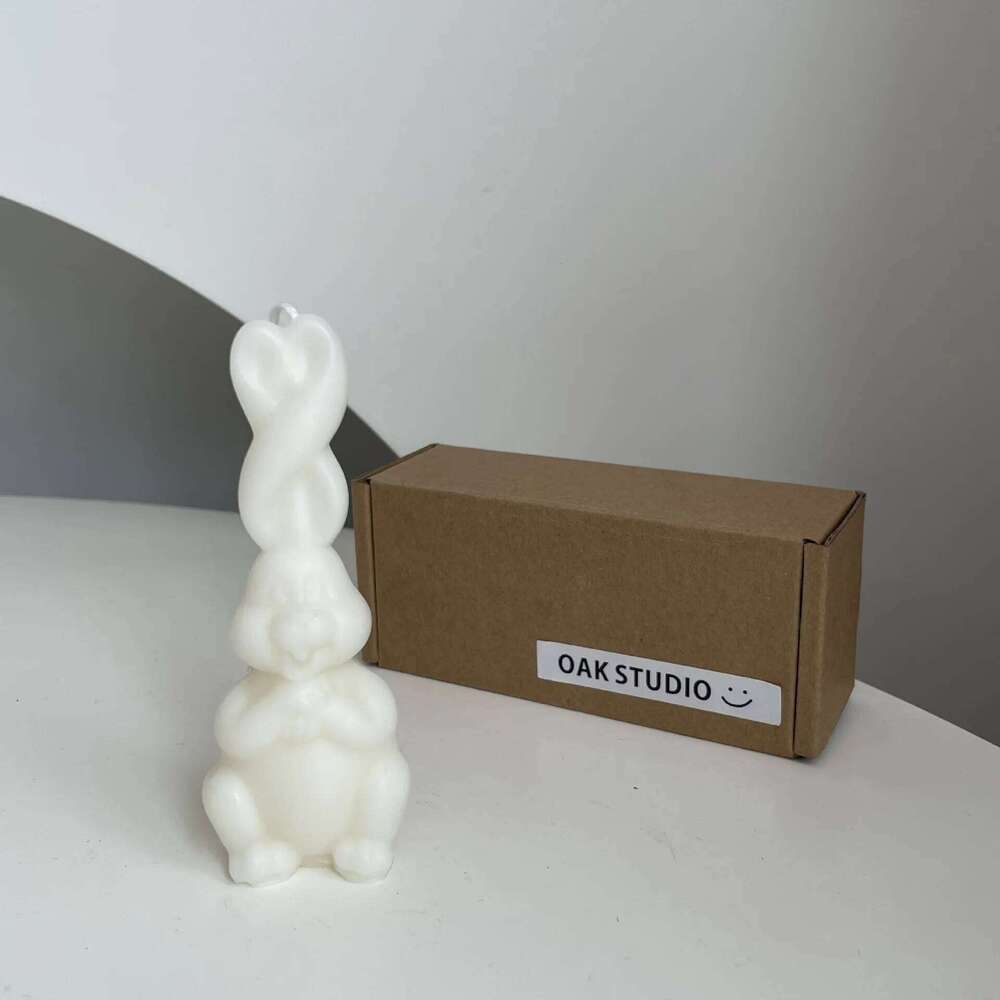 Long Ear Braided Bunny Candle, Ins Aesthetic Home Decor Gift, Cute Soy Wax Figurine for Bestie Girlfriend, Party Favor Souvenir S260204