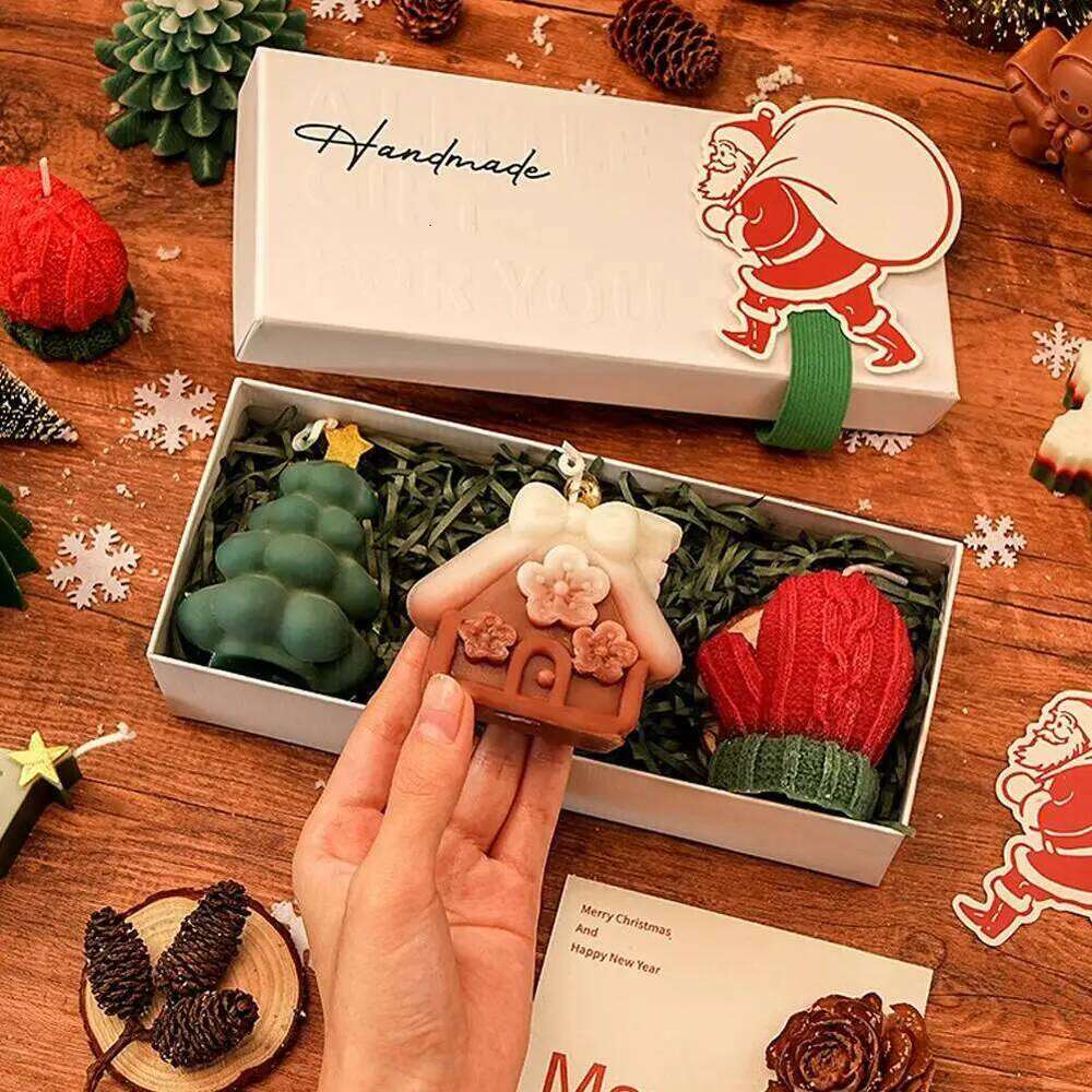 Christmas Scented Candle Deer Tree Shape Handmade Creative Aromatherapy Gift Box For Holiday Party Decoration Present S260204
