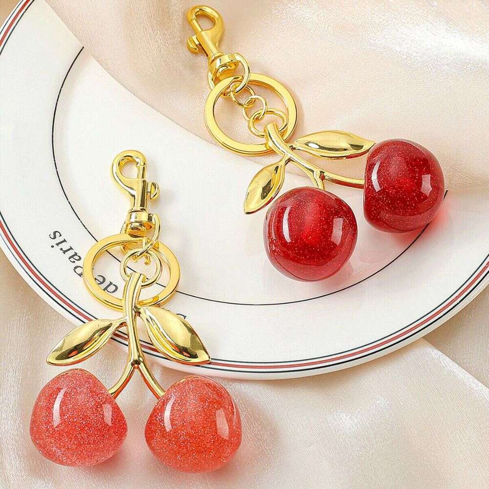 Bag Charms Keychain Red Cherry Fruit Pendant Womens Purse Accessories Suitable for daily casual wear Practical and cute featuring vibrant