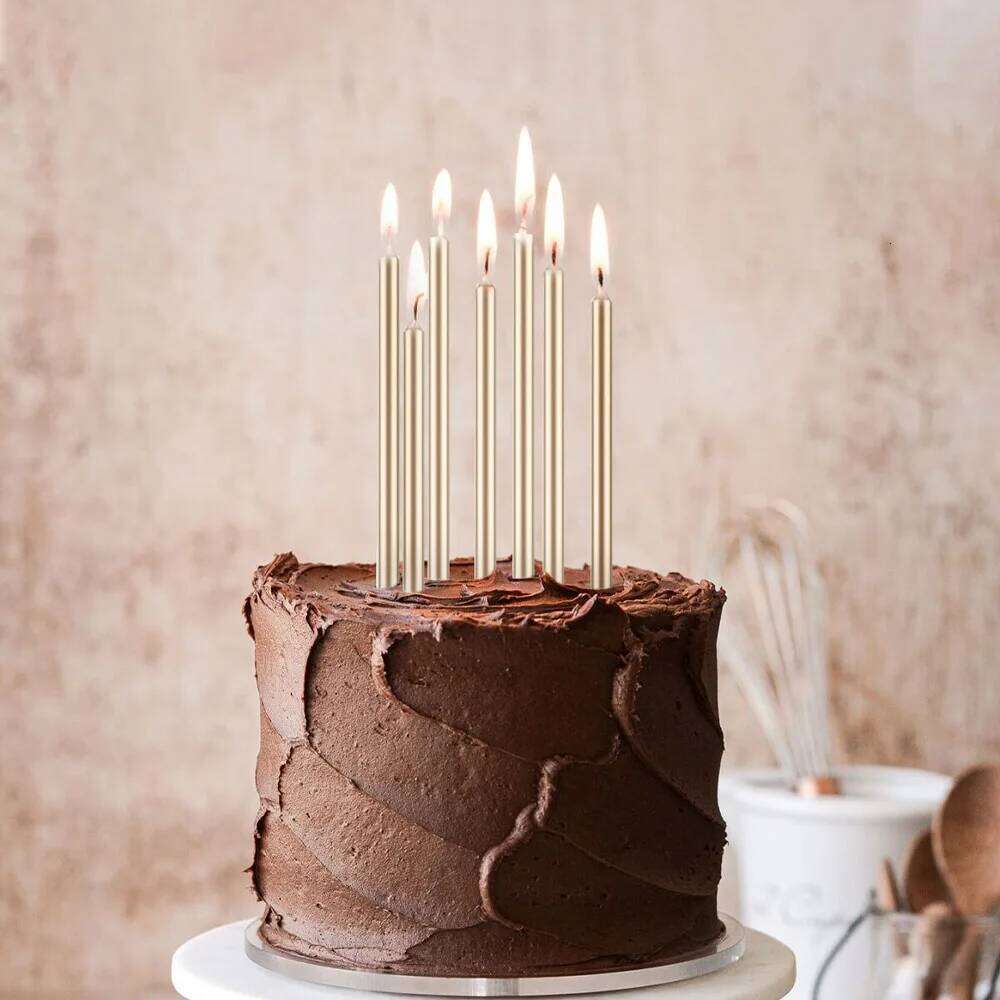 24Pcs/12PCS Champagne Gold Candles Topper for Birthday Wedding Party DIY Supply Cake Decoration S260204