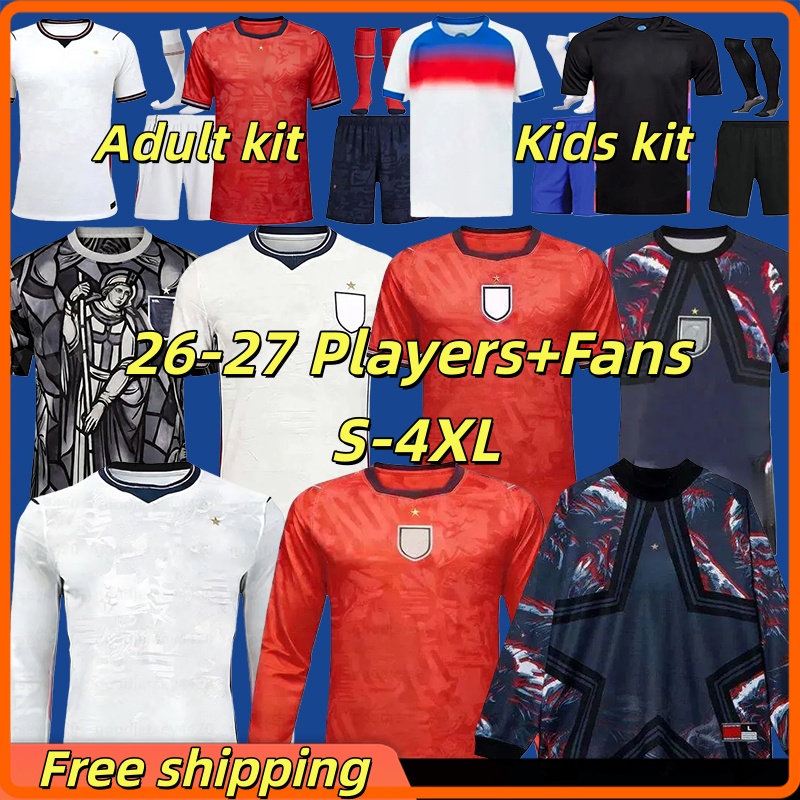 England World Cup 2026 2027 Soccer Jerseys BELLINGHAM BECKHAM KANE SAKA RICE FODEN National Team long and short sleeves Football Shirt TRIPPIER BELGHAM MEN Kids Kit