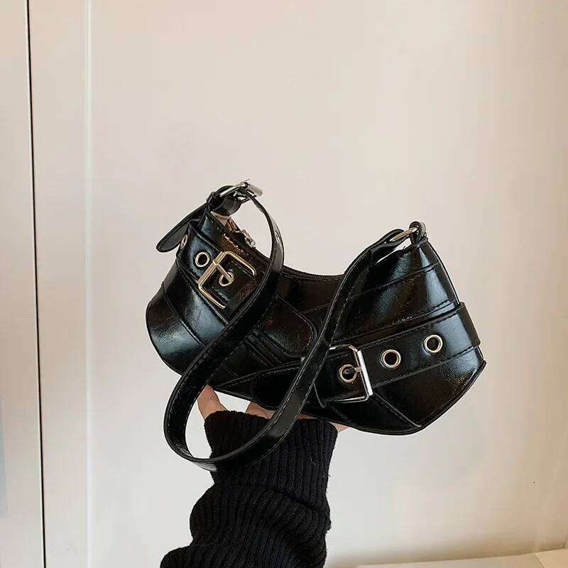 Gothic Punk Y2K Shoulder Bags for Women Fashion Pu Leather Ladies Underarm Bag Design Vintage Female Handbags Small Tote Purse C260204