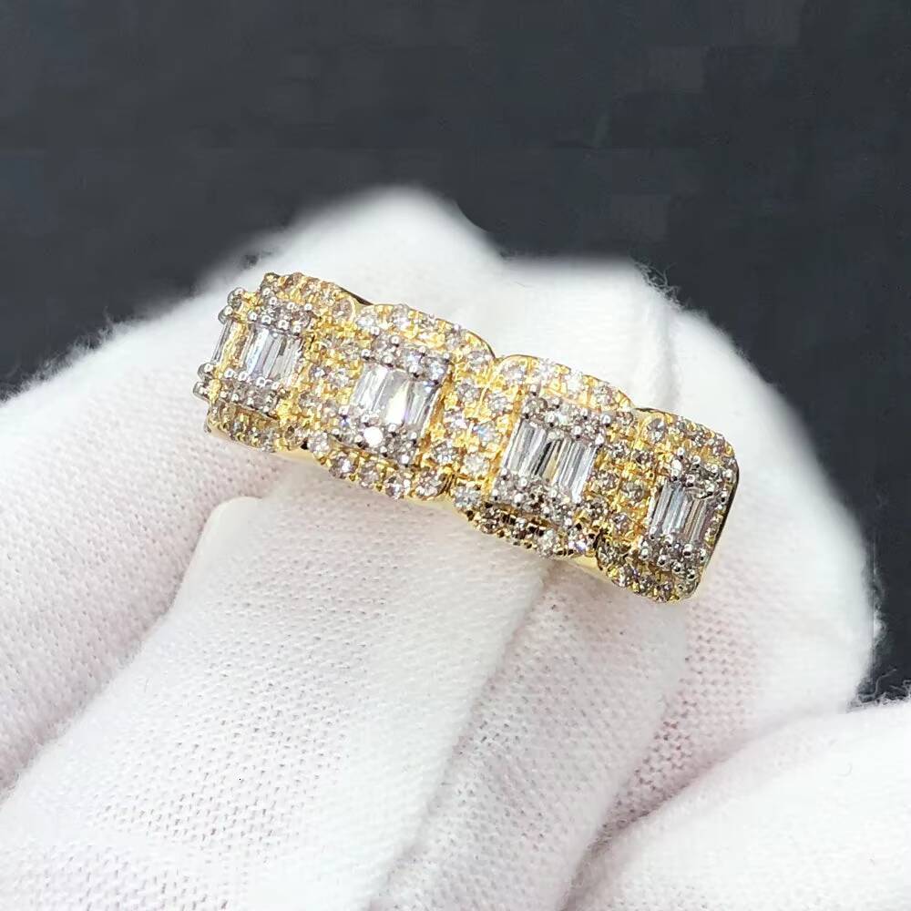Custom Ring Karat 925 Sterling Silver Pass Diamond Tester Baguette Cut VVS Moissanite Woman Ring Iced Out Fine Jewelry Ring
