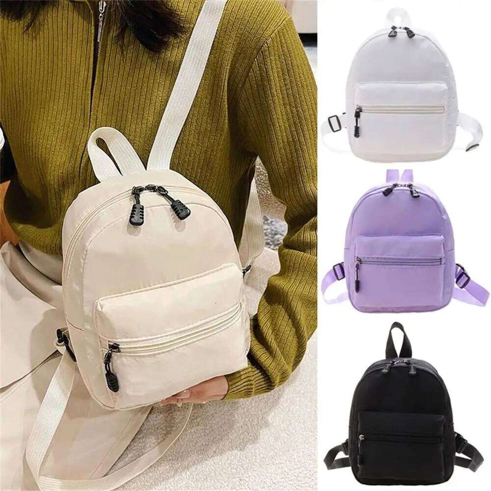 Korean Nylon holographic backpack Women Casual Solid Color Small Schoolbag Travel For Teenager Student School Bag Back Z260204