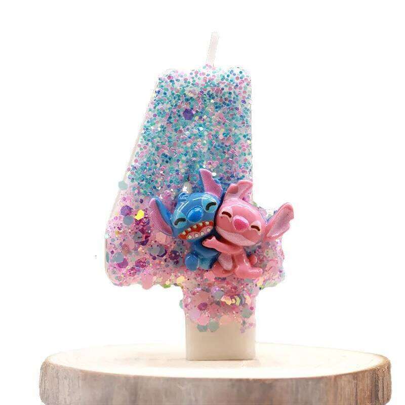 Stitch fit cartoon two-color digital birthday party holiday decoration cute cake candle S260204 dfc