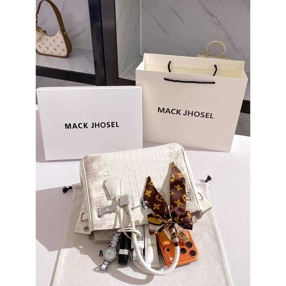 MACK JHOSEL High-End Crocodile Pattern Platinum Bag for Women 2026 New Versatile Elegant Shoulder Handbag