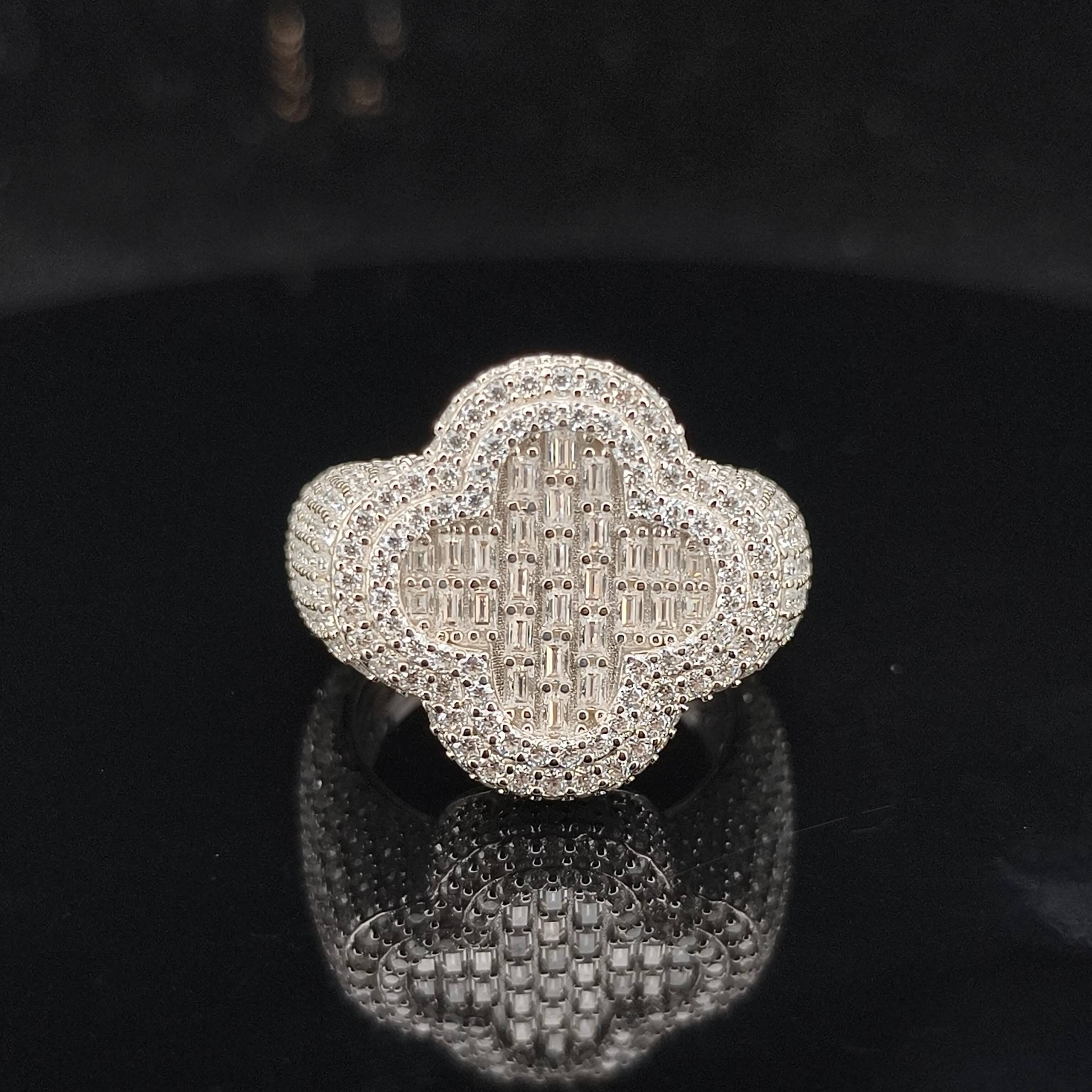 Luxury Miami Hip-hop Style Baguette Cut Moissanite Rings 925 Sterling Silver Moissanite Ring Men for Gift