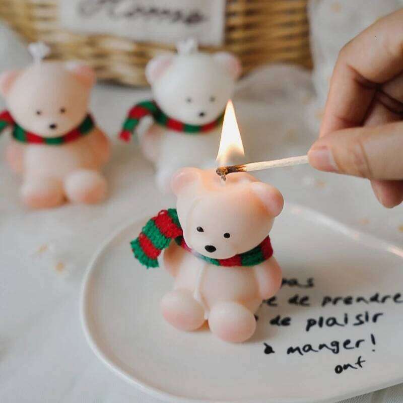Little Bear Aromatherapy Candle Gift Handmade Creative Cute Atmosphere Fragrance Animal Shaped Wax S260204
