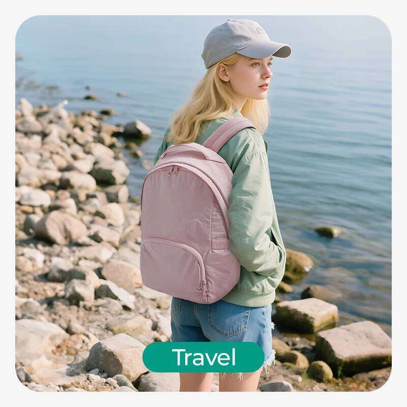 BAGSMART Girl School Bags Nylon Large Capacity Women Travel Backpack Lightweight Solid Color Simple Student Schoolbag Z260202