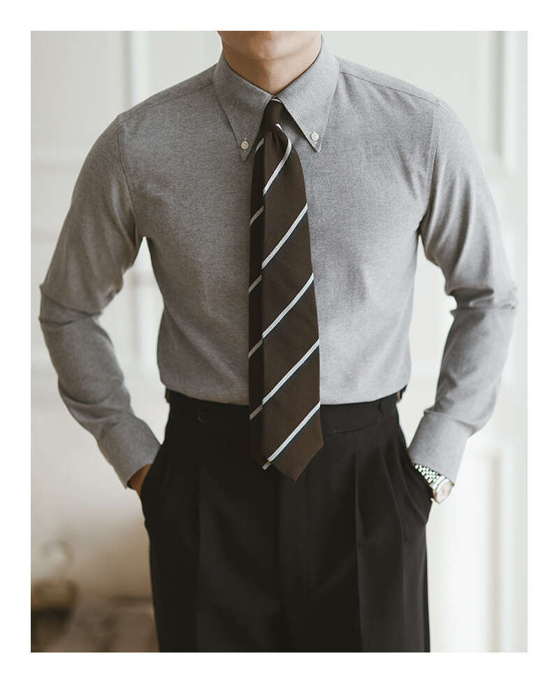 Italian slim fit shirt, men's long sleeved casual business dress big pointed collar shirt, size template according to product description