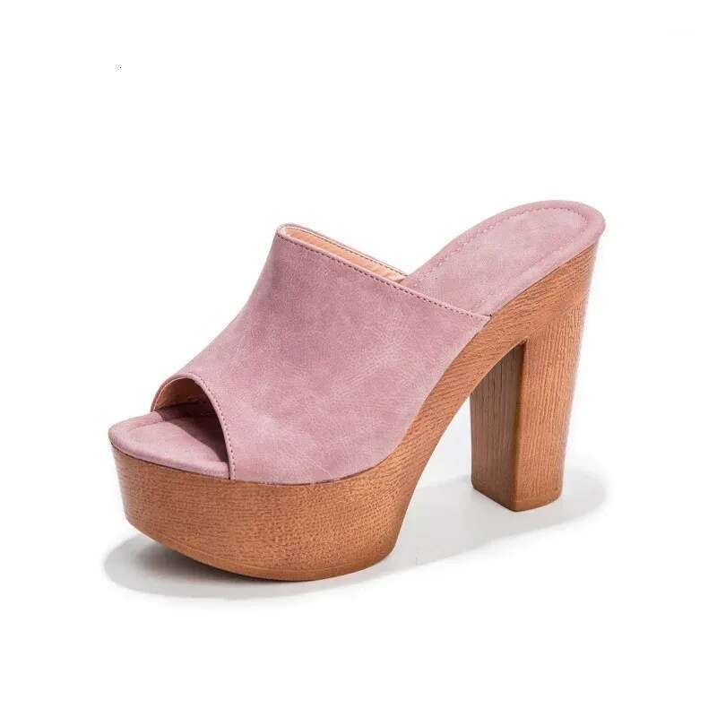 Sandals Super High Heels Women Chunky Wooden Slippers Wedges Platform Femme Open Toe Shoes Summer Beach Slides Slip On Sandalias