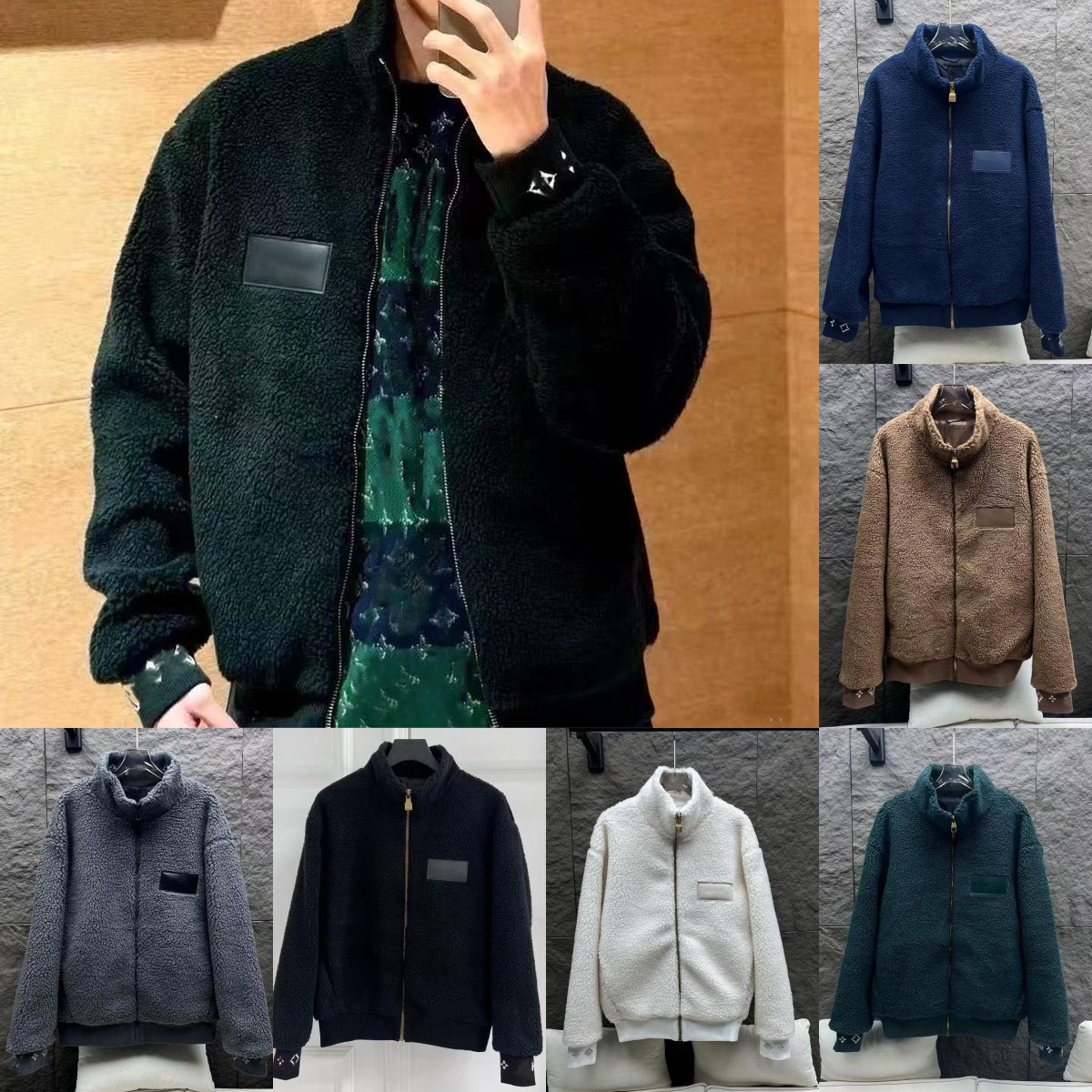 designer jacket men windbreaker jacket Men's luxury high-quality jacket Embroidered leather LOGO label sheepskin plush jacket Women stylish loose-fitting coat