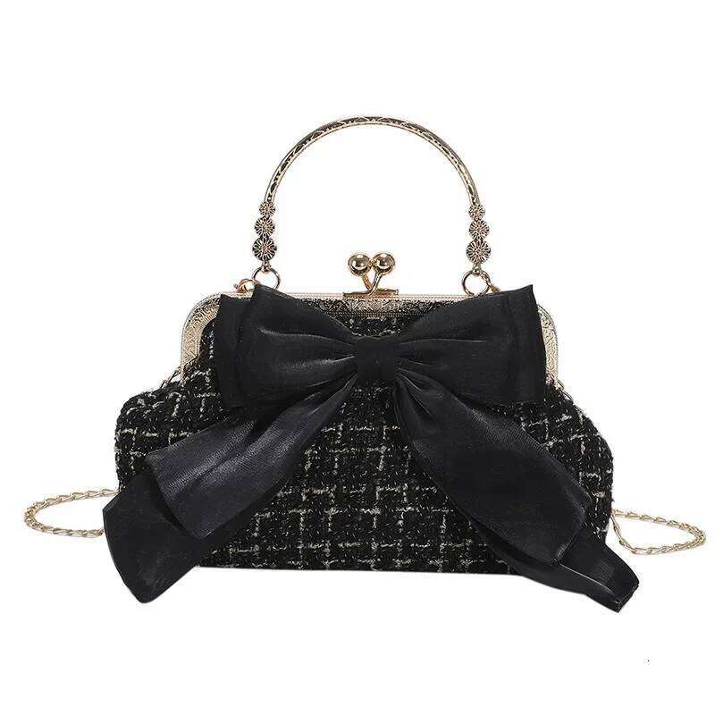 Bow Fairy Evening Bags Clutch Metal Handle Handbags for Women Wedding Party Bridal Clutches Purse Chain Shoulder Bag C260204