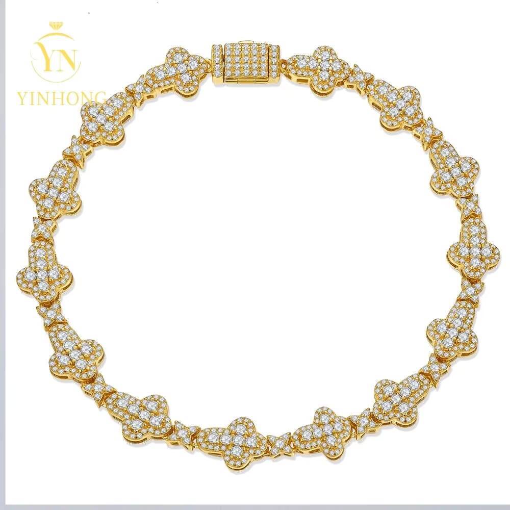 Fine Jewelry Hot Selling Gra Certificate Vvs Moissanite Gold Silver Cross Bracelet for Women Fine Chain Link Jewelry
