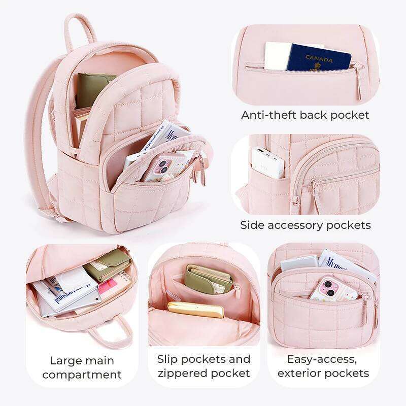 BAGSMART Womens Backpack Large Capacity School Japanese Style Waterproof Nylon College for Student Travel Laptop Bag Z260202