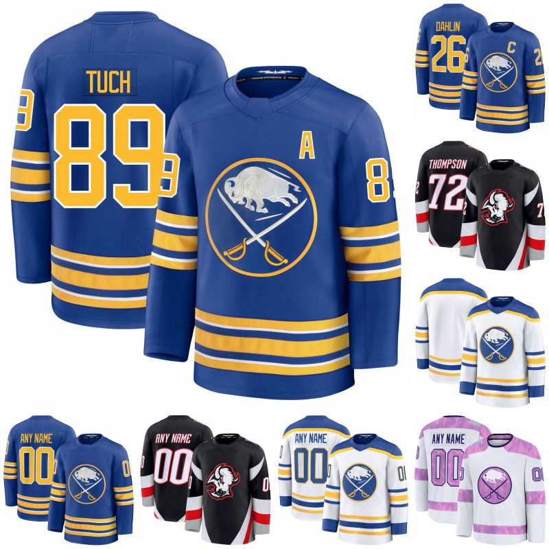 BuffaloSabress Hockey Jersey Alex Tuch Tage Thompson Jack Quinn Owen Power Ukko-Pekka Luukkonen Mattias Samuelsson Zach Benson Josh Doan Bowen Byram Custom 666