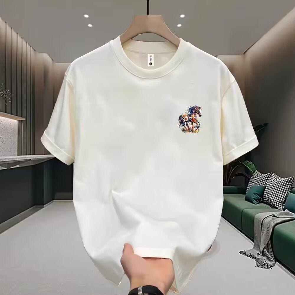 Free Shipping 2026 summer new printed design trend versatile casual men's short sleeved loose round neck T-shirt Large Size S-5XL