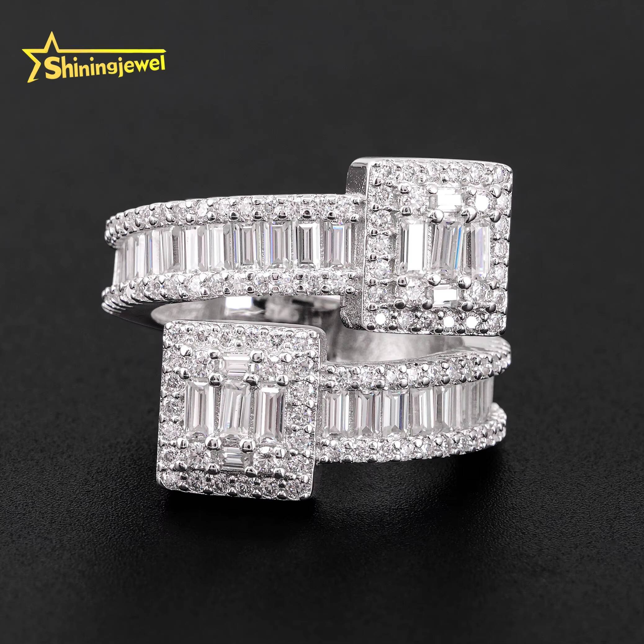 Shining Jewelry 925 Sterling Silver Rapper Hip Hop Ring Custom High Quality Iced Out Men Moissanite Ring