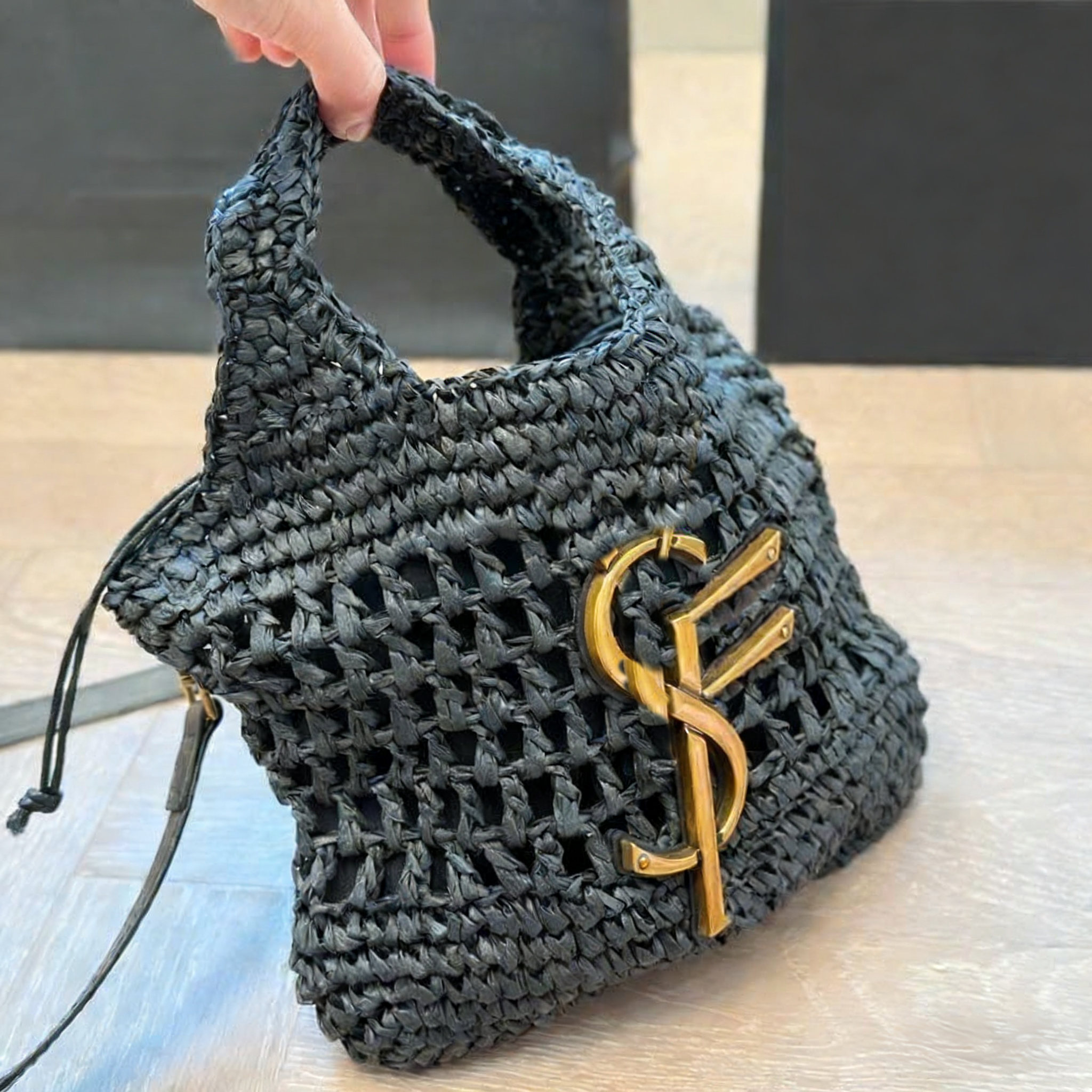 10A Designer Bag Tote Bag Luxury Large Tote Shopping Bag Architectural Shape Gold Tone Accents Premium Textured Leather Spacious Interior Designer Bag Work Bag