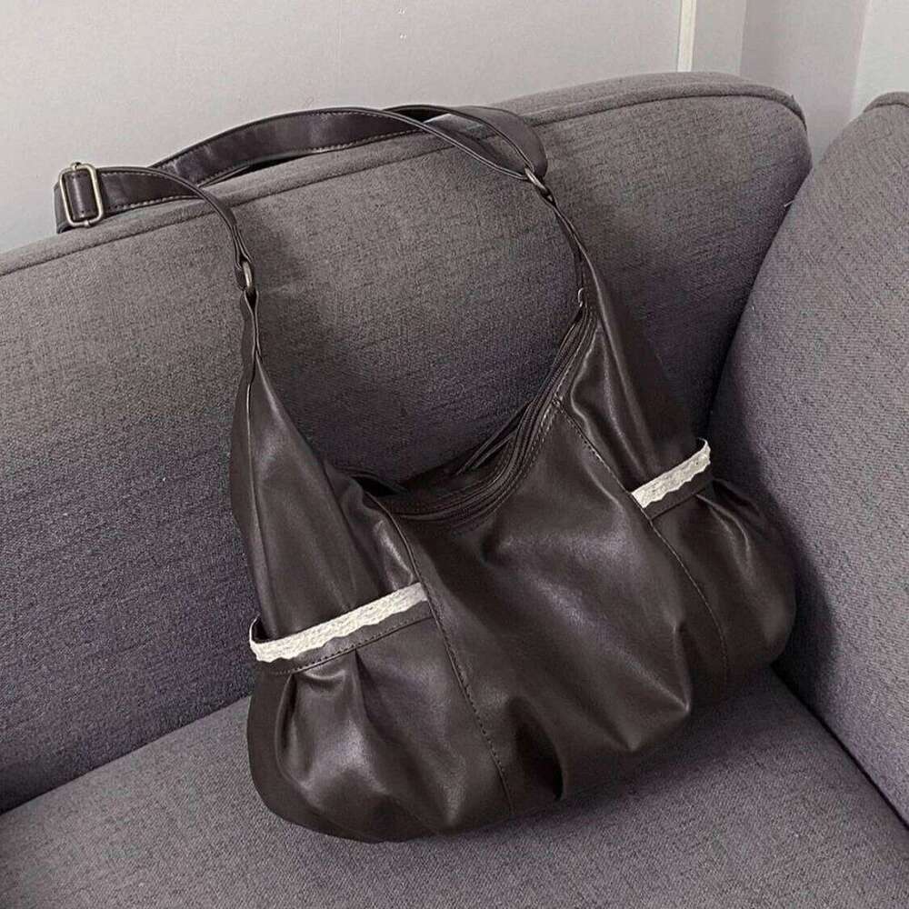 Japanese Fashion Cute PU Leather Bow Rivet Y2k Large Capacity Tote Shoulder Wallet Storage Bag Woman Bags C260204