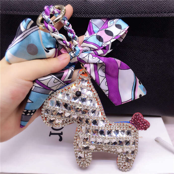 Fashion Rhinestone Pony Pendant Scarf Decoration Women's Bag Keychain Backpack Ornament