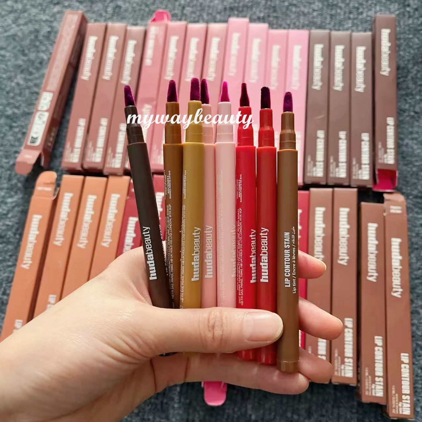 Promotion Huda-beauty Lip Liner 1ml Makeup 8 Colors Cherry Red Toasty Rosewood Brown Long Lasting Lip Contour Stain Cosmetics Free Ship