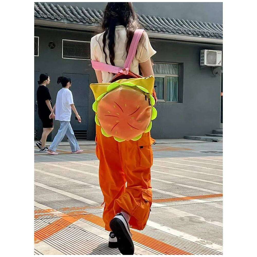 PU Cheeseburger Large Capacity Bag Casual Backpack Cute Hamburger Daypack for Sudent Traveling Shopping Vacation Z260204