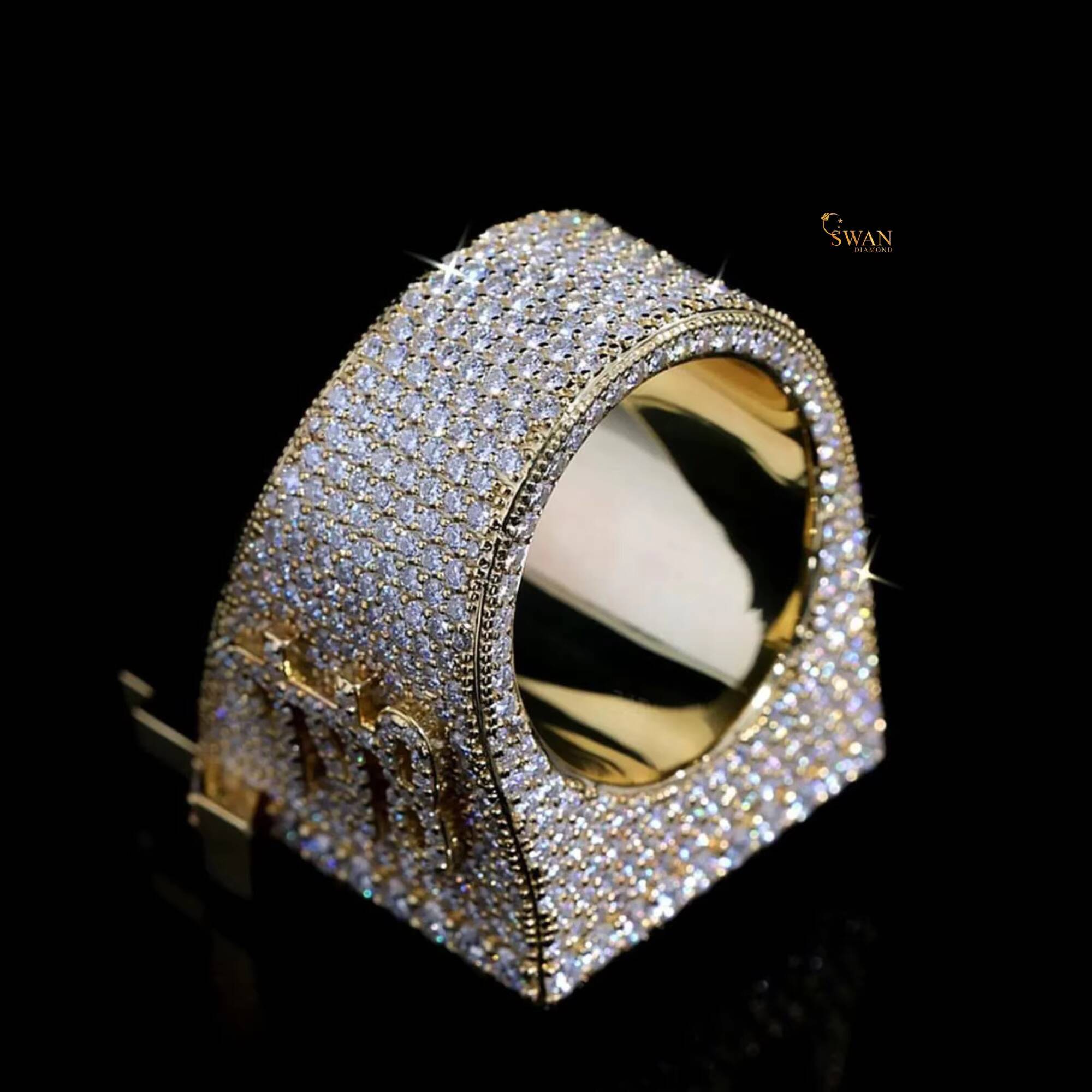 Luxury 925 Silver Moissanite Diamond House Ring Iced Out Gold Plated Hip Hop Jewelry Rapper Bling Custom Ring for Men