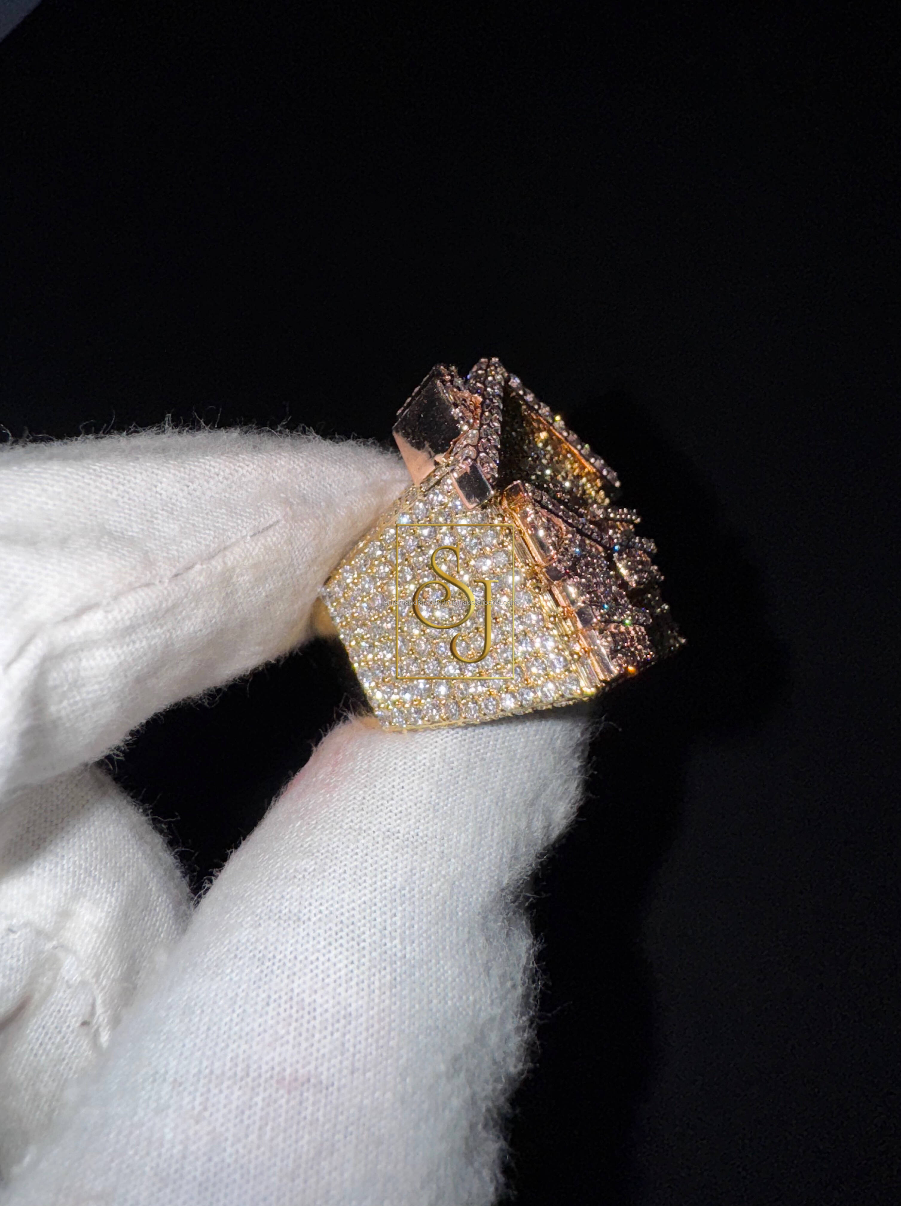 Mens Iced Moissanite Bling Championship Ring 925 Silver Custom Trap Home Hip Hop Style Letter Design New Home Gift for Him Her