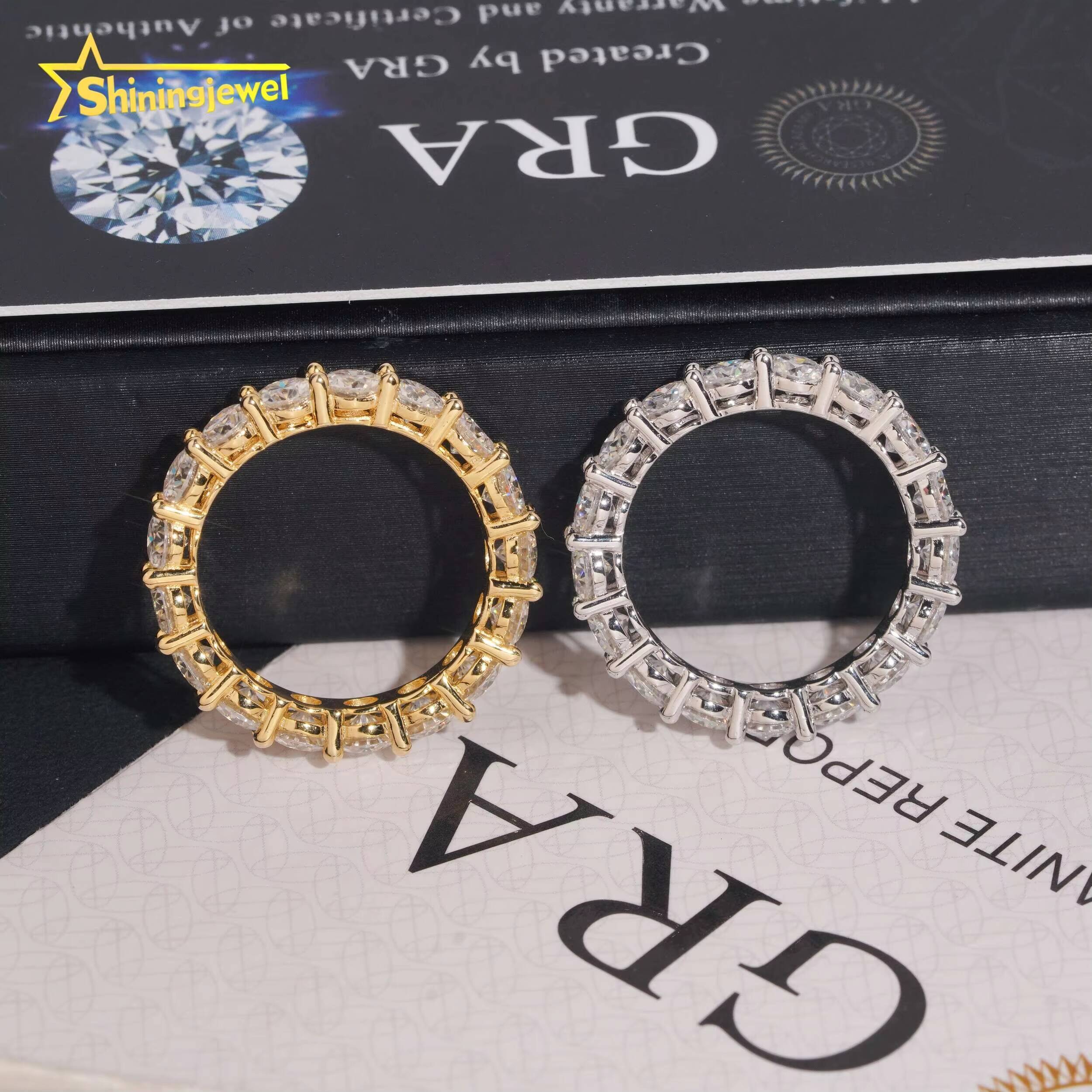 Fancy Jewelry Diamond Ring 925 Sterling Silver Hip Hop Moissanite Stacking Rings Couple Love Rings
