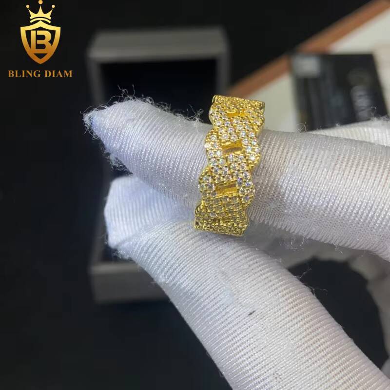 Fashion Weave S925 Moissanite Rings for Men Iced Out Moissanite Hip Hop Jewelry High Quality Diamond Pass Diamond Test with GRA