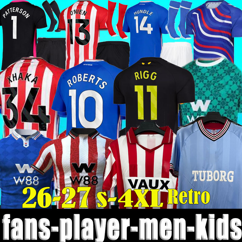 25 26 27 SUNDERLANDs Away Soccer Jerseys 2026 Kids Men Kits BELLINGHAM STEWART SIMMS ROBERTS CLARKE DAKU SEELT E O'NIEN PRITCHARD 86 87 92 93 05 06 Retro Football Shirt