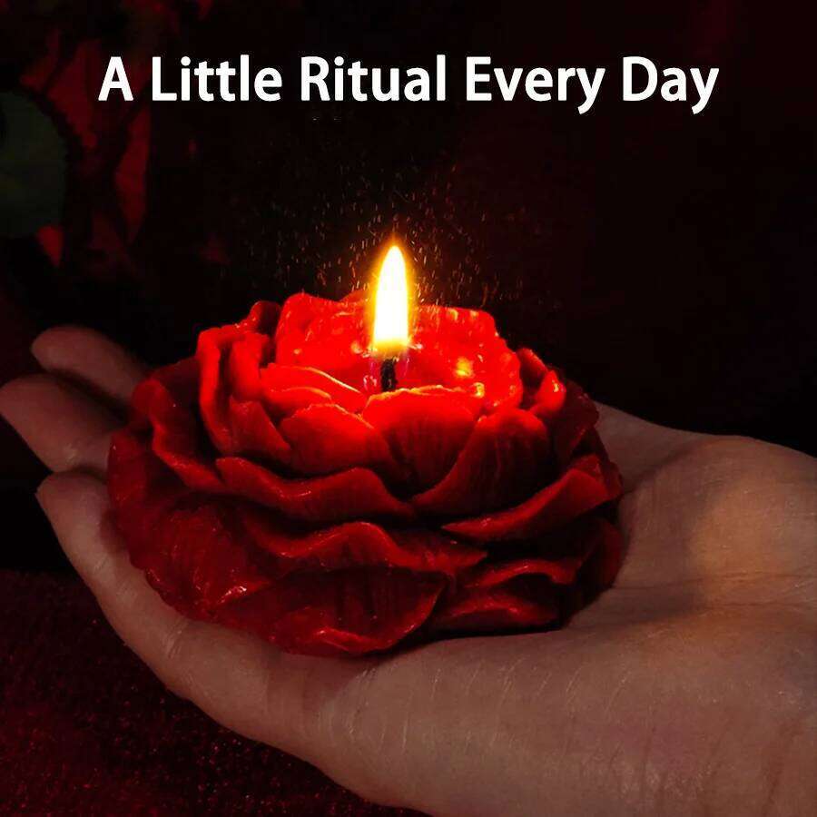 1pc rose, red peony scented, rose decorative candle, smokeless aromatic, fireworks coconut wax home decor valentines S260204