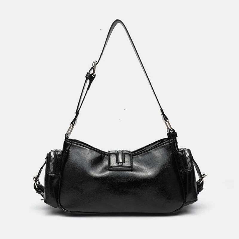 Women's Y2k Punk Vintage Shoulder Purse PU Leather Gothic Handbag Waist Bag Luxury Black Cross Body Bags with Spikes C260204