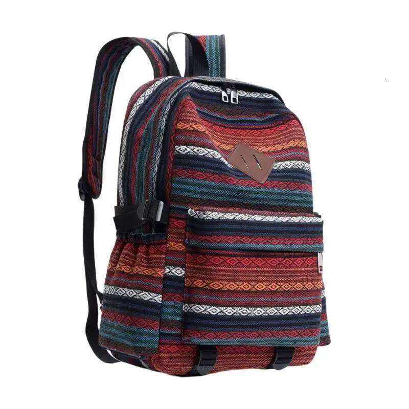 X5XA Spacious Backpack Ethnic School Canvas Book Bag For Easy Organization Z260202