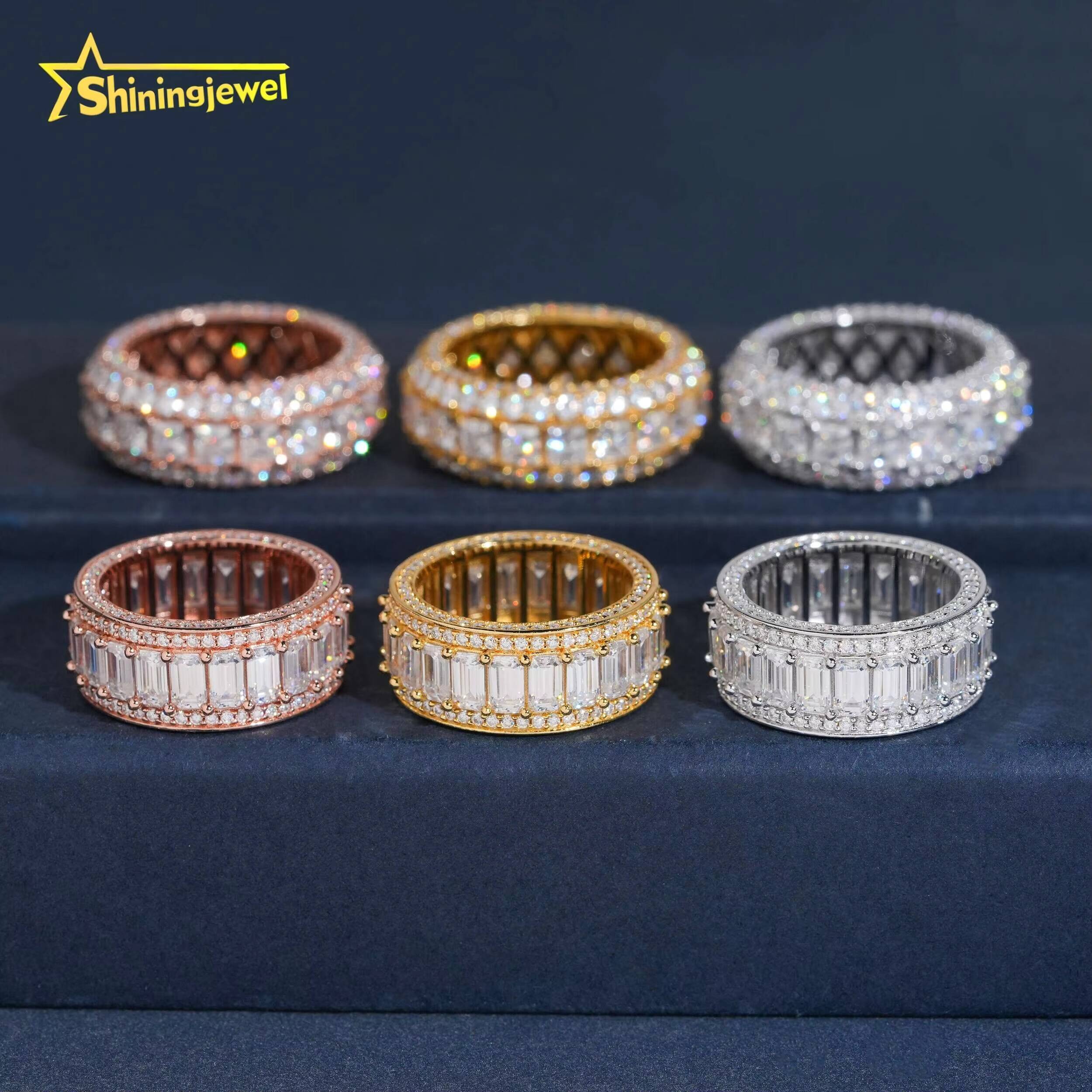 New Arrivals Hip Hop Design 925 Sterling Silver Iced Out Men Eternity Moissanite Diamond Ring