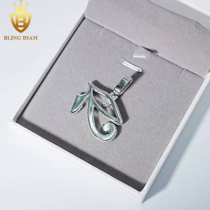 New Preduct Factory Low Price Hip Hop Jewelry 925 Sterling Silver Iced Out VVS Moissanite Eye Pendant Necklace
