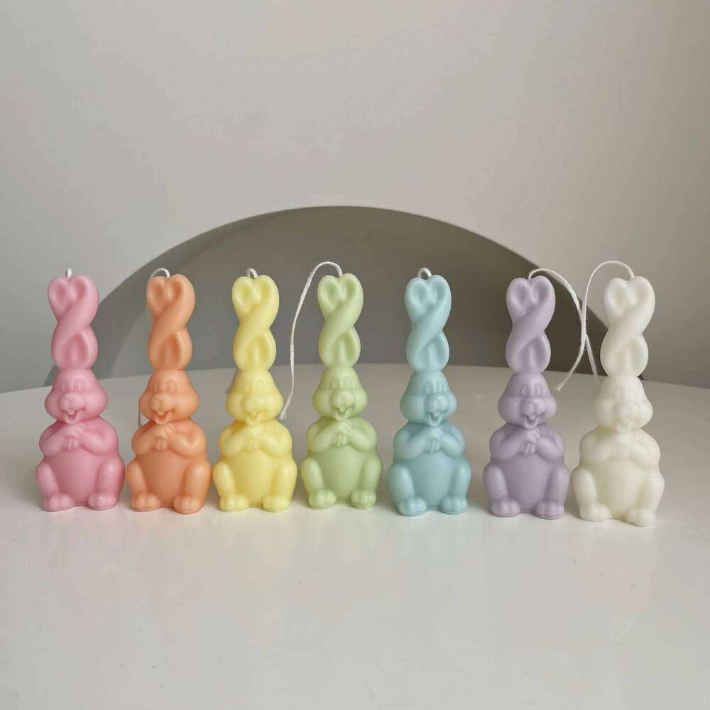 Long Ear Braided Bunny Candle, Ins Aesthetic Home Decor Gift, Cute Soy Wax Figurine for Bestie Girlfriend, Party Favor Souvenir S260204