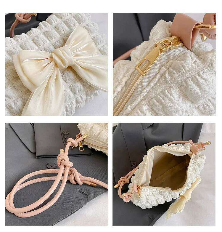 Fashion Shoulder Lovely Bow Tote Handbags Casual Under Arm Female Crossbody Bags Bowknot Purse Bag for Women C260204