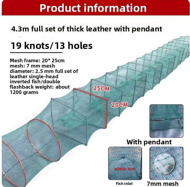 Bold Frame Reinforced Shrimp Trap, Escape-Proof Thickened Fishing Net, Universal Fishing Cage for Lobsters, Eels & Crabs, High-Efficiency Fishing Gear