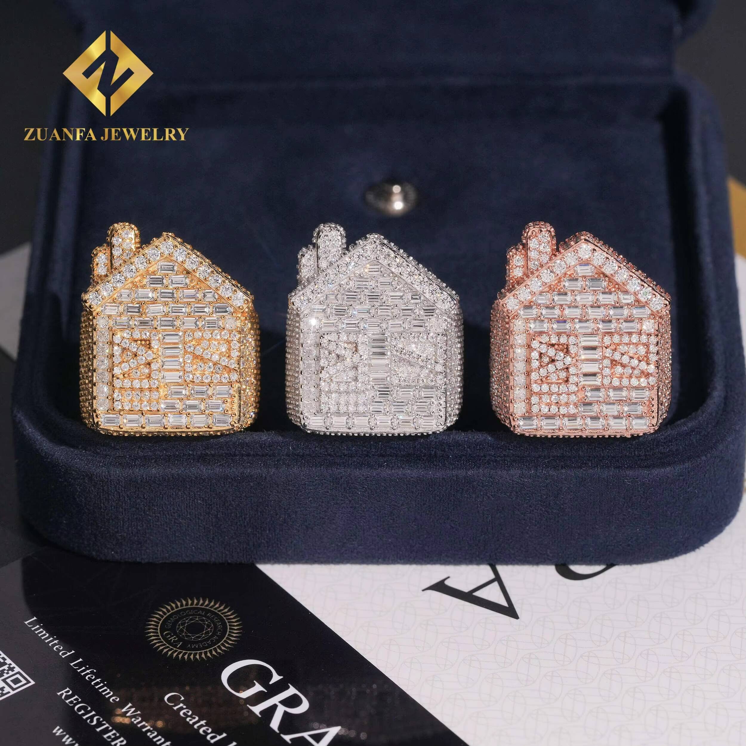 Hot Sale GRA Certified Moissanite House Ring HipHop 925 Sterling Silver Ring High Quality Ring Iced Out Pass Diamond Tester