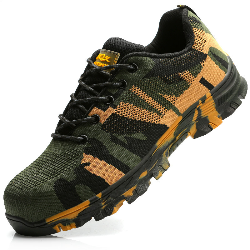 Breathable Boot Steel Toe Safety Camouflage Men Boots Work Indestructible Shoes Outdoor Sneakers Y200915