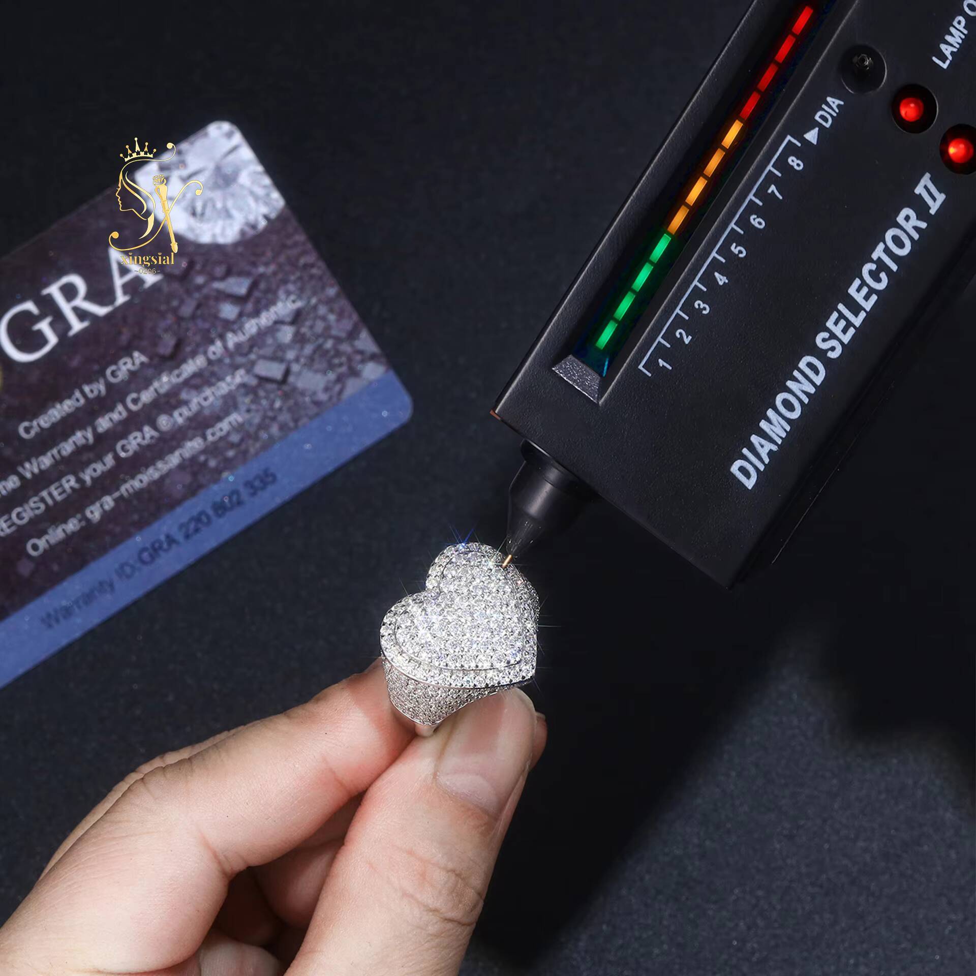 Pass Diamond Tester GRA Heart Ring 925 Sterling Silver Fully Iced Out VVS Diamond Ring Custom Hiphop Moissanite Luxury Ring