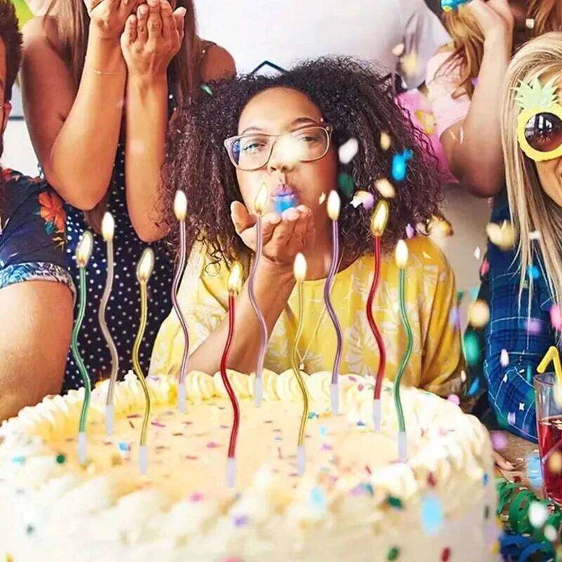 6Pcs/set Curved Cake Candles Birthday Baby Shower Gender Reveal Cupcake Decorating Candle Toppers Wedding Party Decorative S260204